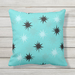 Atomic Turquoise Starbursts Outdoor Pillow Buitenkussen