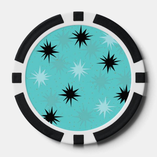 Atomic Turquoise Starbursts Poker Chips (Voorkant)