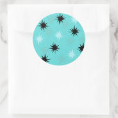 Atomic Turquoise Starbursts Round Stickers (Tas)