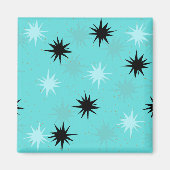 Atomic Turquoise Starbursts Square Magnet (Voorkant)