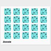 Atomic Turquoise Starbursts Square Stickers (Vel)