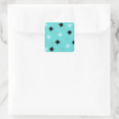 Atomic Turquoise Starbursts Square Stickers (Tas)