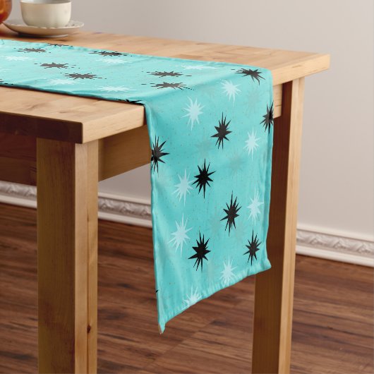 Atomic Turquoise Starbursts Table Runner Korte Tafelloper (Voorbeeld)
