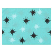 Atomic Turquoise Starbursts Tablecloth Tafelkleed (Voorkant (Horizontaal))