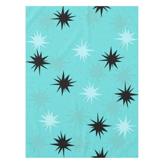 Atomic Turquoise Starbursts Tablecloth Tafelkleed (Voorkant)