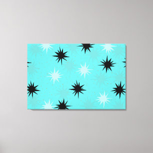 Atomic Turquoise Starbursts Wrapped Canvas
