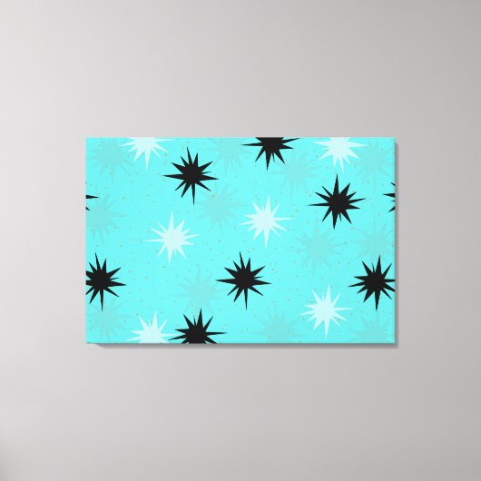 Atomic Turquoise Starbursts Wrapped Canvas Afdruk (Voorkant)