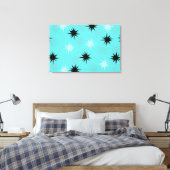 Atomic Turquoise Starbursts Wrapped Canvas Afdruk (Insitu (Slaapkamer))