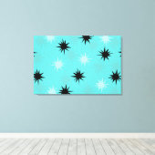 Atomic Turquoise Starbursts Wrapped Canvas Afdruk (Insitu (Houten vloer))