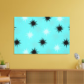 Atomic Turquoise Starbursts Wrapped Canvas Afdruk (Insitu (Woonkamer))