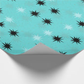Atomic Turquoise Starbursts Wrapping Paper Cadeaupapier (Hoek)