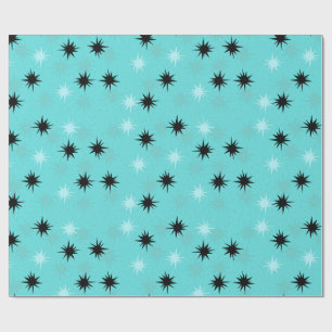 Atomic Turquoise Starbursts Wrapping Paper Cadeaupapier