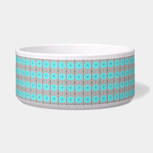 Atomic Turquoise Stippen Ceramic Pet Bowl Voerbakje