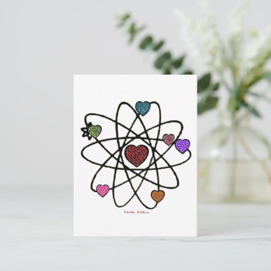 Atomic Valentijn Leopard Print Hearts Feestdagenkaart (Staand voorkant)