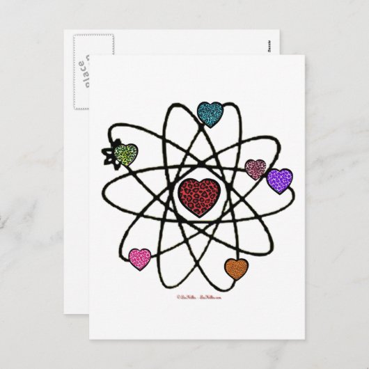 Atomic Valentijn Leopard Print Hearts Feestdagenkaart (Voorkant / Achterkant)