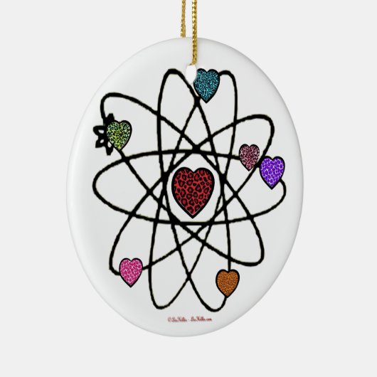 Atomic Valentijn Leopard Print Hearts Keramisch Ornament (Rechts)