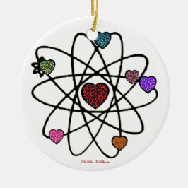 Atomic Valentijn Leopard Print Hearts Keramisch Ornament