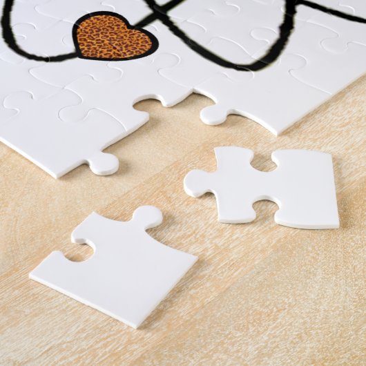 Atomic Valentijn Leopard Print Hearts Legpuzzel (Zijkant)