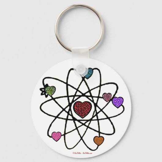 Atomic Valentijn Leopard Print Hearts Sleutelhanger (Voorkant)