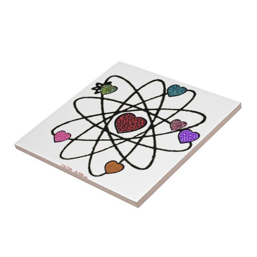 Atomic Valentijn Leopard Print Hearts Tegeltje (Zijkant)