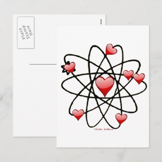 Atomic Valentijn Red Hearts Feestdagenkaart (Voorkant / Achterkant)