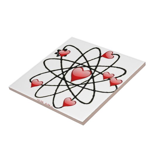 Atomic Valentijn Red Hearts Tegeltje (Zijkant)
