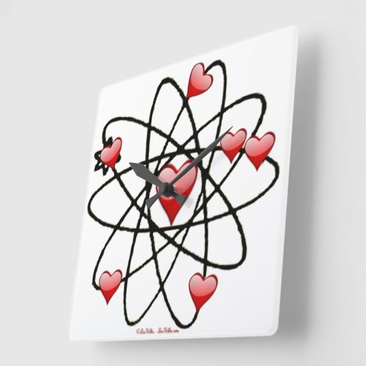 Atomic Valentijn Red Hearts Vierkante Klok (Hoek)