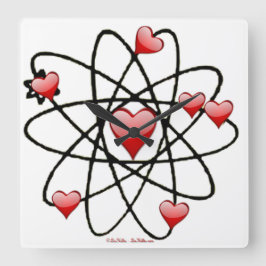 Atomic Valentijn Red Hearts Vierkante Klok