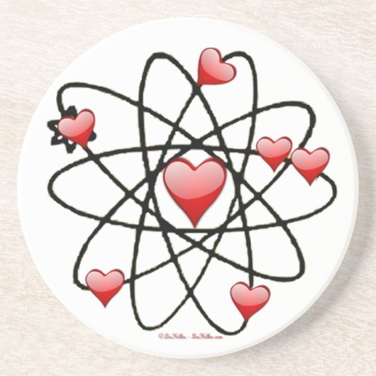 Atomic Valentijn Red Hearts Zandsteen Onderzetter (Voorkant)