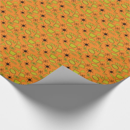 Atomic Yellow Black Sinaasappel Small Scale Cadeaupapier (Hoek)