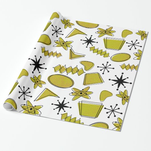 Atomic Yellow en Black op grote schaal Cadeaupapier (Uitgerold)