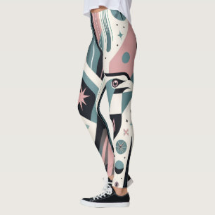 Atomisch Retro Adelaar Geometrisch Patroon Leggings