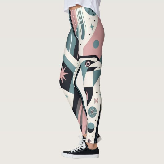 Atomisch Retro Adelaar Geometrisch Patroon   Leggings (Links)