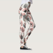 Atomisch roze grijs patchwork boom prisma patroon leggings (Rechts)