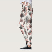 Atomisch roze grijs patchwork boom prisma patroon leggings (Links)