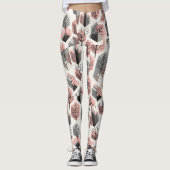 Atomisch roze grijs patchwork boom prisma patroon leggings (Voorkant)