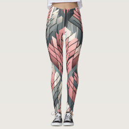 Atomisch roze grijze geometrische bomenpatroon leggings
