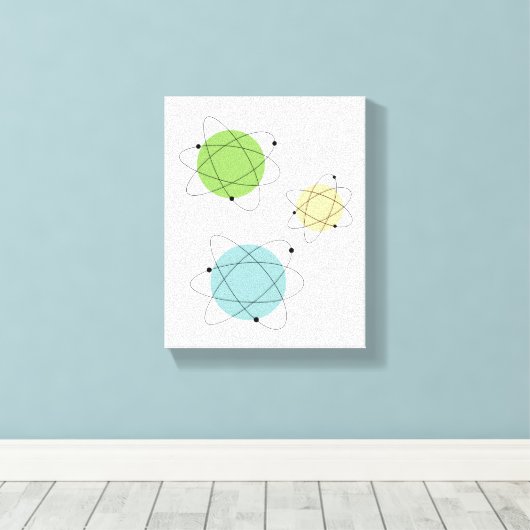 Atomisch tijdperk Blauw Groen Geel Midden-Eeuw Mod Canvas Afdruk (Insitu (Houten vloer))