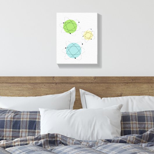 Atomisch tijdperk Blauw Groen Geel Midden-Eeuw Mod Canvas Afdruk (Insitu (Slaapkamer))