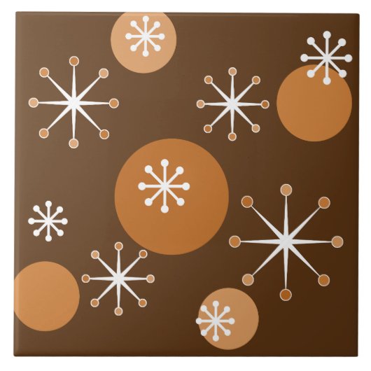 Atomisch tijdperk Starbursts verbrand Sinaasappel Tegeltje (Voorkant)