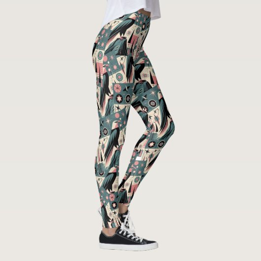 Atomische Retro Adelaar Geometrisch Ontwerp Leggings (Rechts)