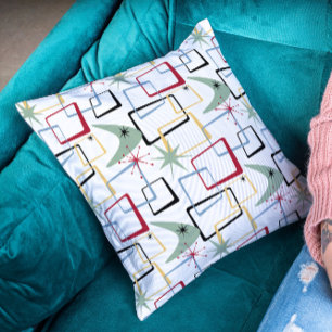 Atomische Starburst Boomerang Pleinen Midden Eeuw Kussen