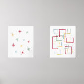 Atomische Starburst en Abstracte Pleinen Mid Centu Muurkunst Sets (Voorkant)