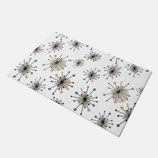 Atomische Starburst Patroon Mid Century Modern Deurmat (Schuin)