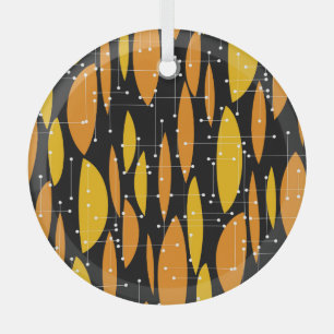 Atomische stijl, zwart oranje geometrisch patroon. glas ornament