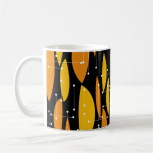 Atomische stijl, zwart oranje geometrisch patroon. koffiemok