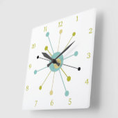 Atomische tijdperk Starburst Mid Century Moderne N Vierkante Klok (Hoek)