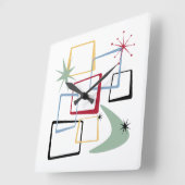 Atomische tijdperken Boomerang Starburst Mid Centu Vierkante Klok (Hoek)