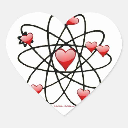 Atomische Valentijn Rode Harten Hart Sticker (Voorkant)