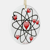 Atomische Valentijn Rode Harten Keramisch Ornament (Rechts)